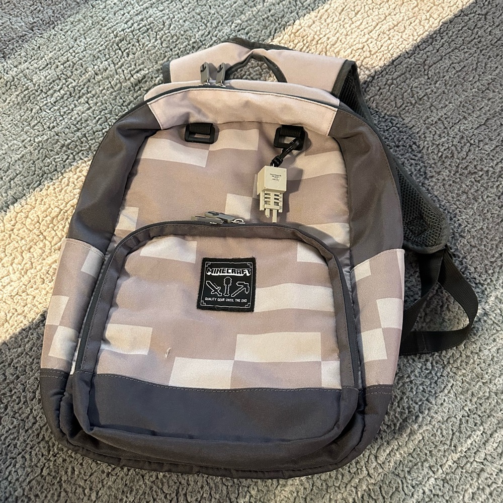 Minecraft Gray and Cream Kids Backpack